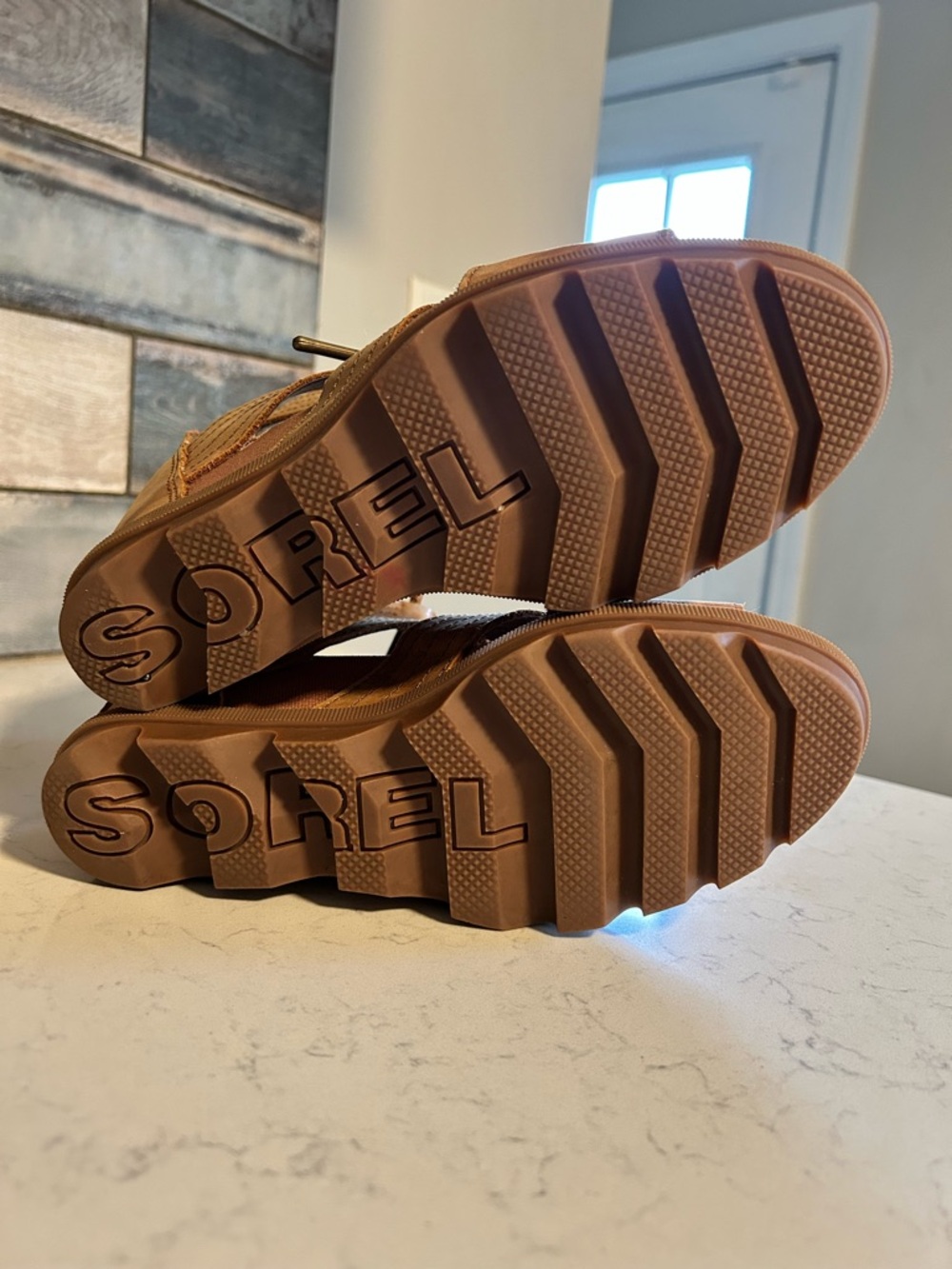 Sorel Joanie II Lace Up Wedge Sandals Tan Brown Waterproof Leather - Picture 16 of 16